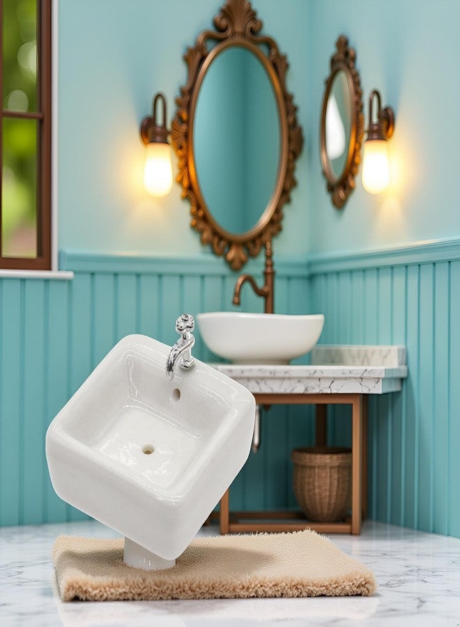 WaigN Dollhouse Wash Basin Wide Application Exquisite 1:12 Scale Doll House Furniture Sink for Entertainment Square, Furniture, Decorations - Image 5